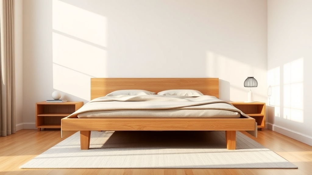 견고한 참나무 원목으로 제작된 평상형 침대 프레임
